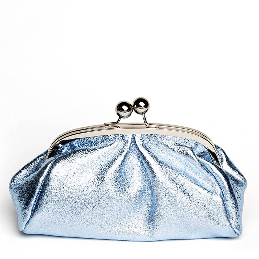 Laura Di Maggio CLUTCH – borsetta in pelle laminata azzurra Economico