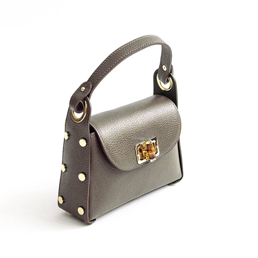 Laura Di Maggio BAMBU’ – borsetta con borchie in pelle taupe Offerte