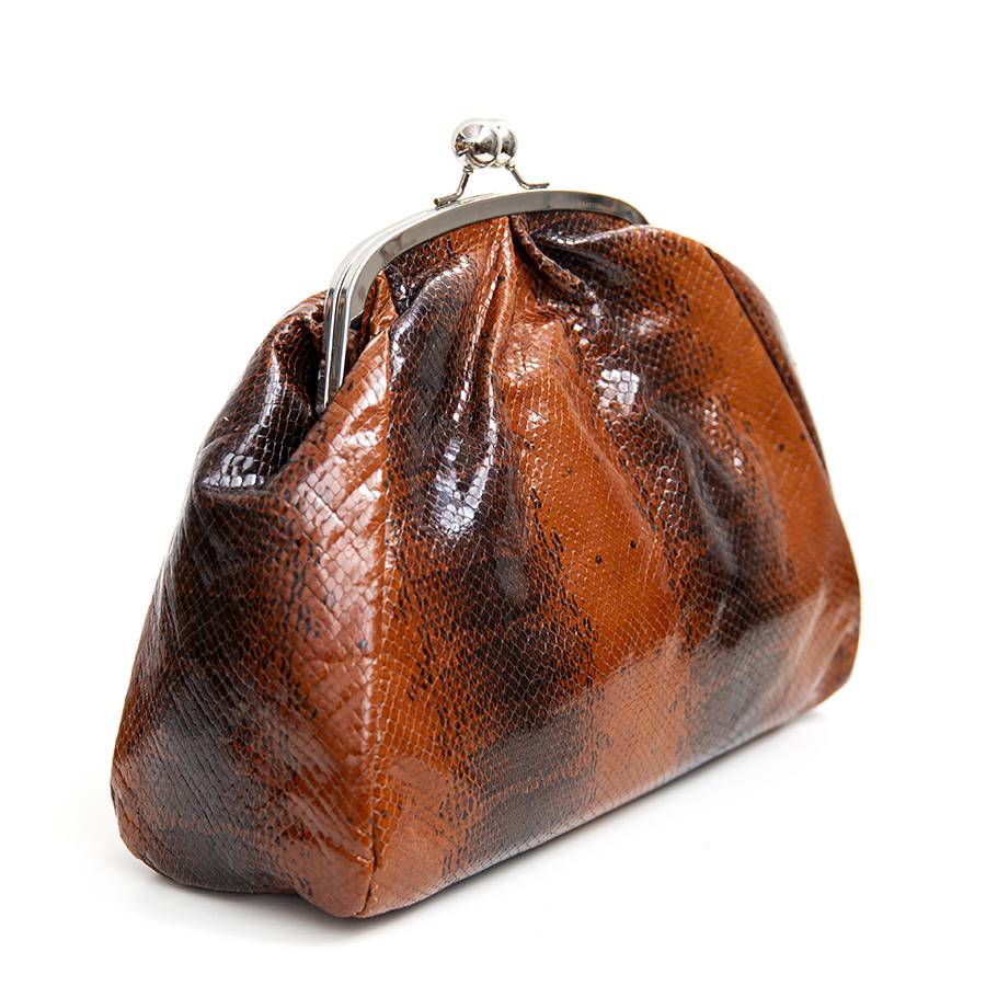 Laura Di Maggio CLUTCH – borsello in pelle stampa pitone marrone Fino Al -60%