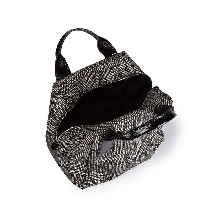 Roberta Gandolfi Arianna Boston in pelle stampa tartan con tracolla staccabile e regolabile Vendita Economica