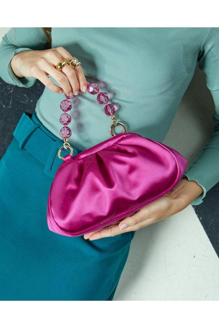Roberta Gandolfi Sirenetta Puffy mini bag in raso di seta e manico gioiello Italia