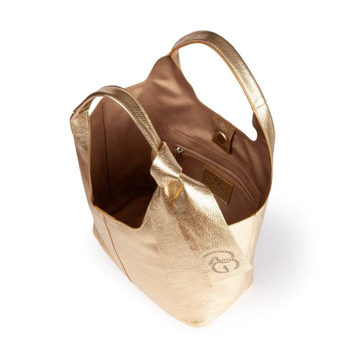 Roberta Gandolfi Maia Tote borsa hobo in pelle martellata Nuova