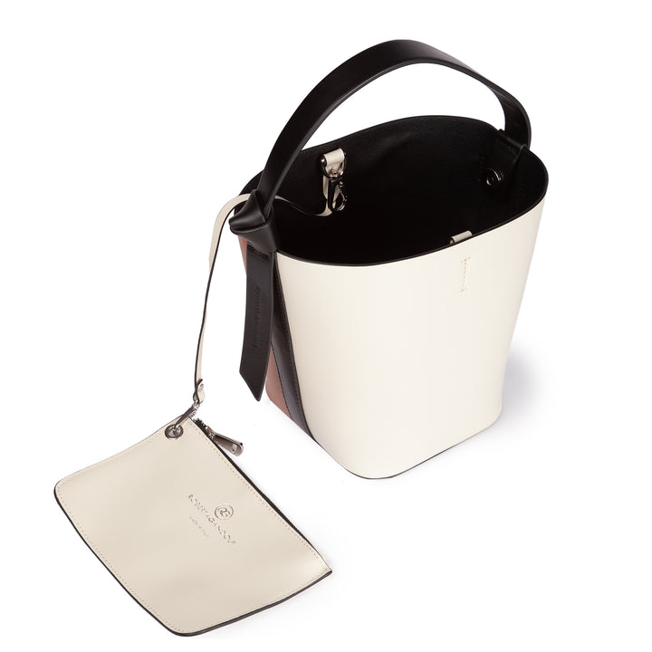 Roberta Gandolfi Cinzia Bucket small in pelle bicolor con tracolla staccabile Italia