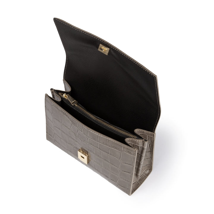 Roberta Gandolfi Nicole cocco compact crossbody borsa in pelle stampa cocco con tramezza interna e tasca esterna con tracolla staccabile e regolabile Nuovo