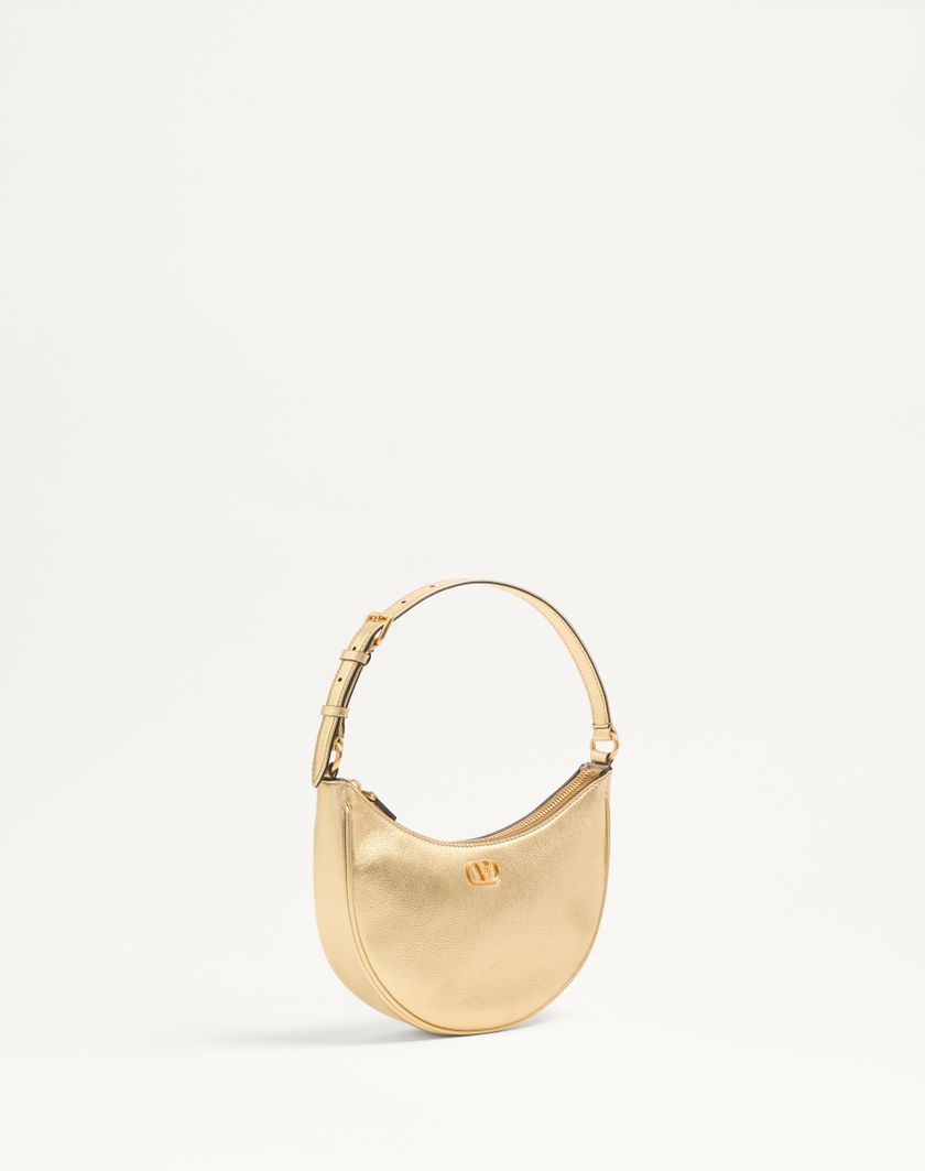 Valentino Handbags Mini Borsa Hobo Vlogo Signature In Vitello Granato Laminato per Donna in Antique Brass | Valentino IT 2025