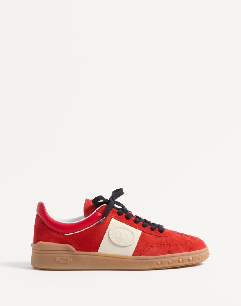 Valentino Handbags Sneaker Low Top Upvillage In Crosta E Vitello Nappato per Uomo in Grigio/corallo/nero | Valentino IT Prezzo Ridotto