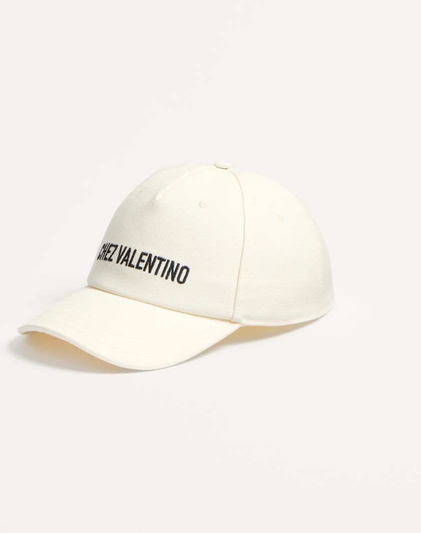 Valentino Handbags Baseball Cap Chez Valentino In Cotone Con Ricamo per Uomo in Avorio/nero | Valentino IT Economico