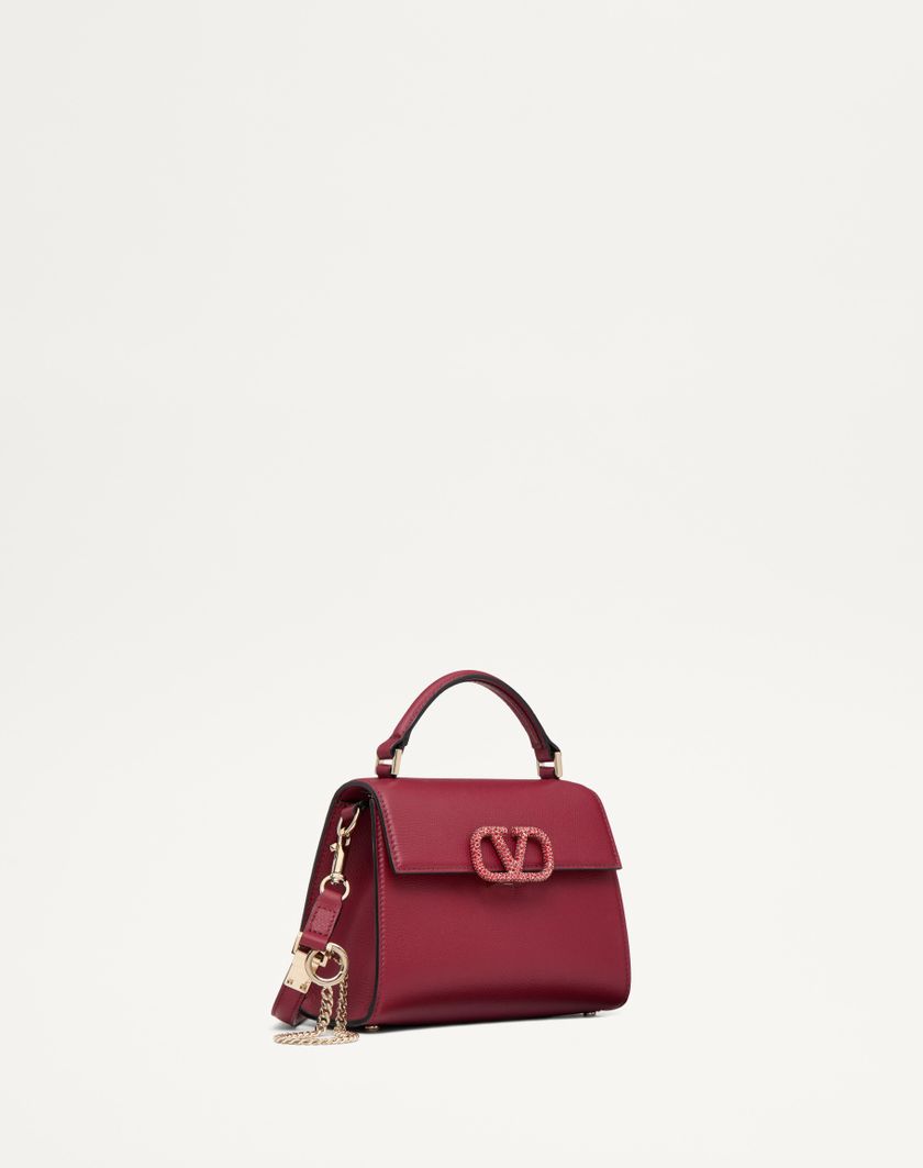 Valentino Handbags Borsa A Mano Mini Valentino Garavani Vsling Con Logo Gioiello per Donna in Rosso Scuro | Valentino IT Economico