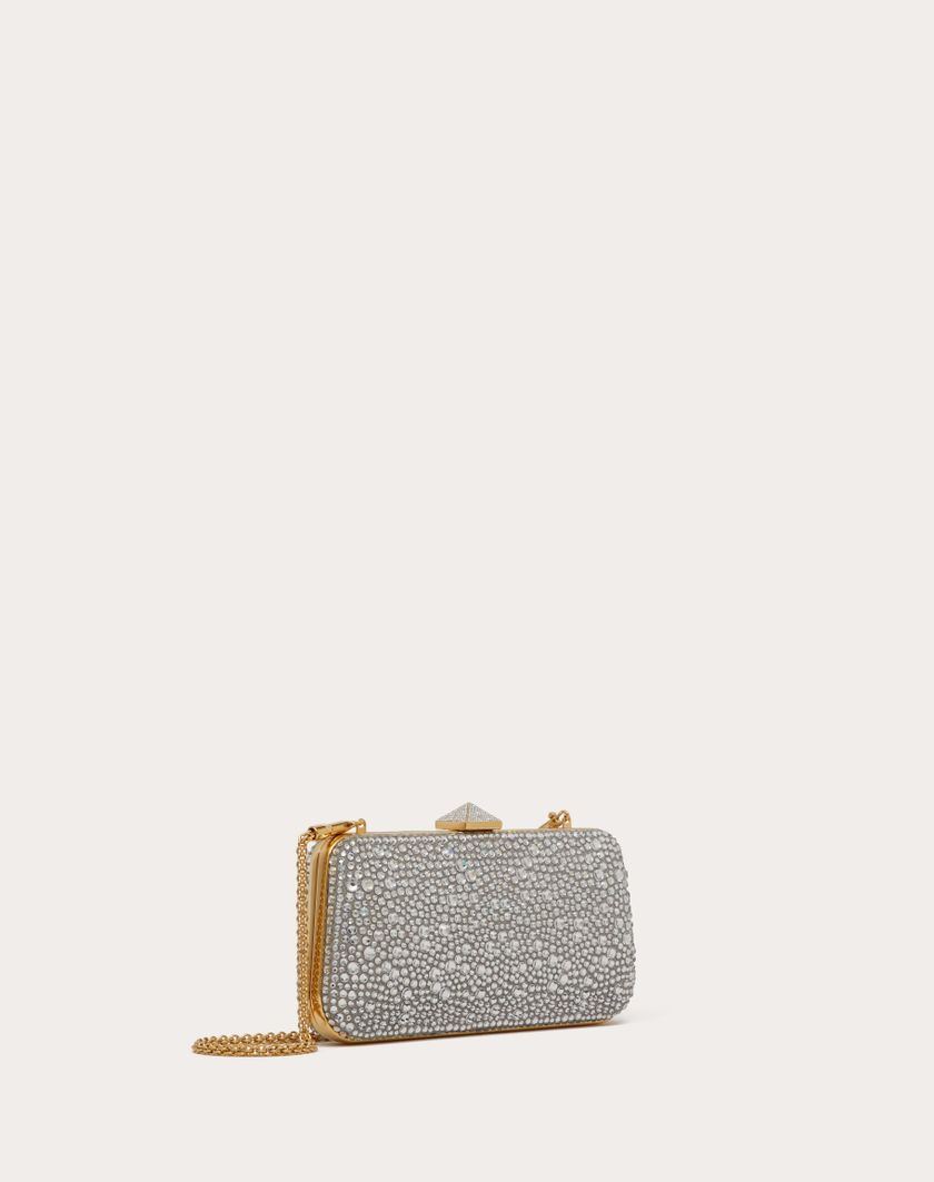 Valentino Handbags Minaudiere Carry Secrets Con Strass per Donna in Beige/crystal | Valentino IT Outlet