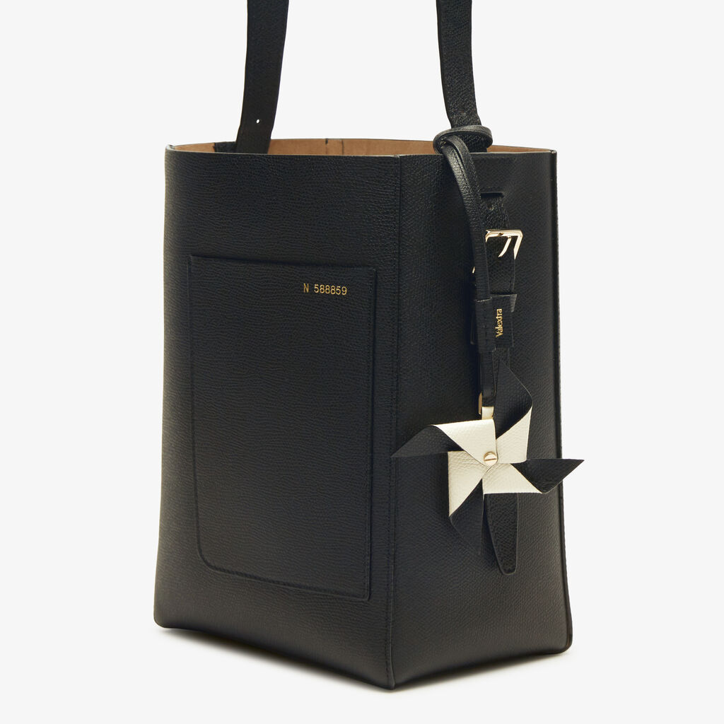 Valextra Charm Girandola | Pelle di vitello Millepunte | Nero/Bianco Pergamena | Valextra Vendite Flash