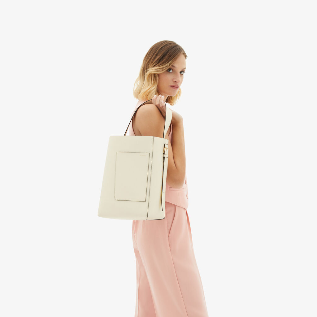 Valextra Borsa a secchiello da Donna Media in Pelle Bianca | Valextra Soft Vendite Flash