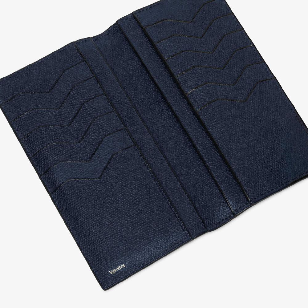 Valextra Portafoglio verticale bifold di Lusso in Pelle Blu | Valextra Saldi