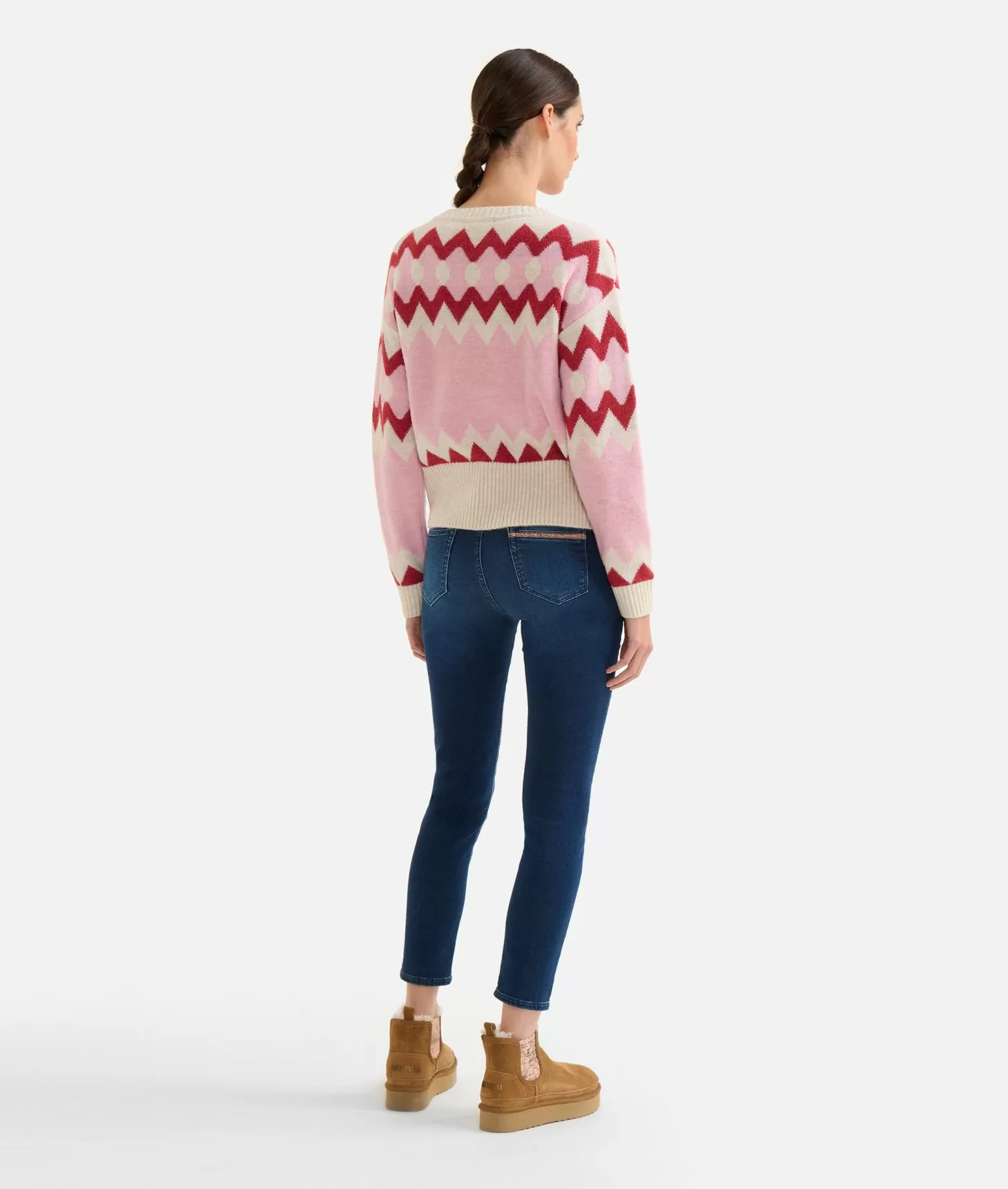 Alviero martini 1a classe Maglia in filato misto lana/viscosa con motivo geometrico Rosa Confetto 2025