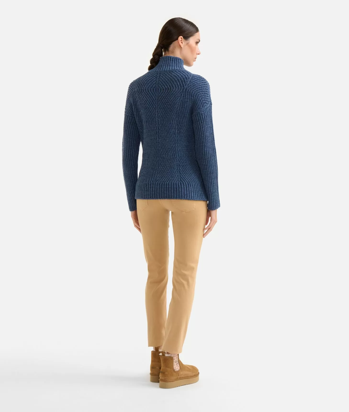 Alviero martini 1a classe Maglia a collo alto in filato misto lana vergine con patch Donnavventura Denim Nuovo