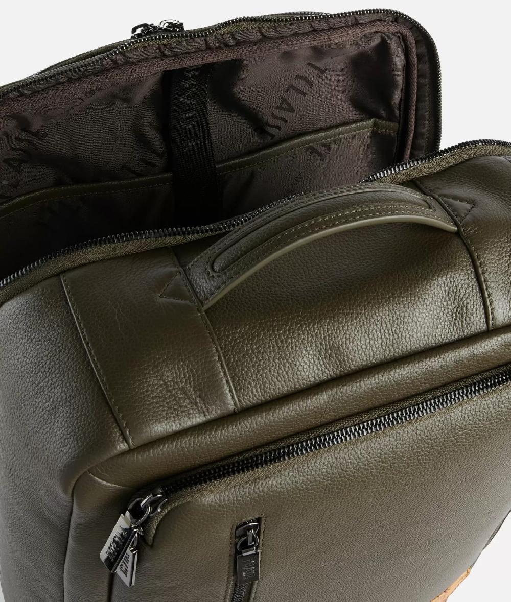 Alviero martini 1a classe Beta Leather zaino da viaggio tripla portabilità Verde Militare Qualità